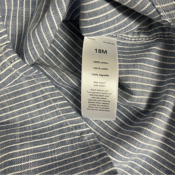 OshKosh B'Gosh Button Down Shirt Woven Short Sleeve Toddler Boys Striped 18 m - Picture 4 of 7